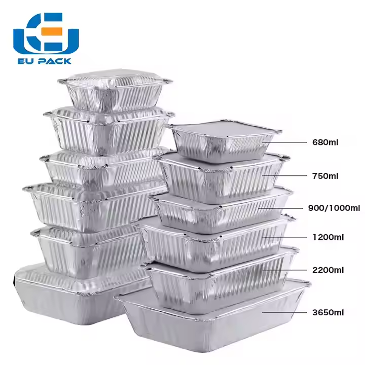 EY2216 1000ml Disposable Rectangular Aluminum Foil Food Container for Catering Takeaway and Foodservice Supply